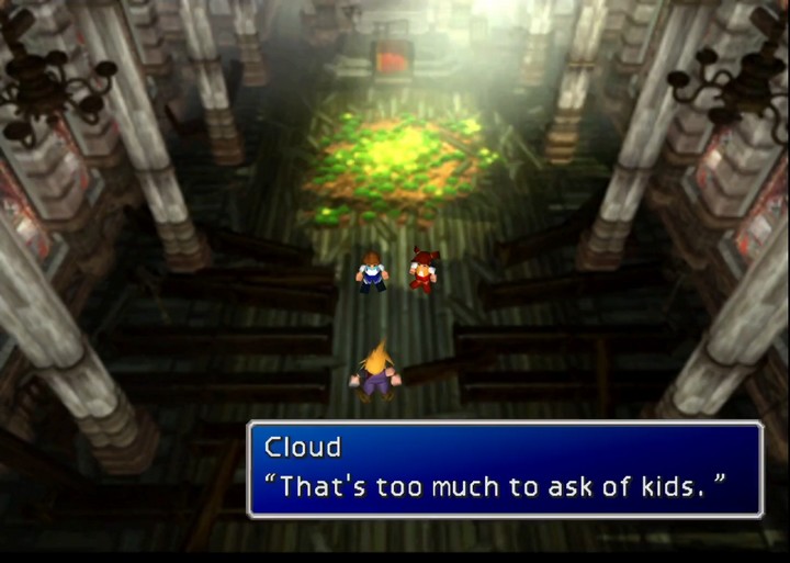 Final Fantasy VII PlayStation gameplay showing a monster attack