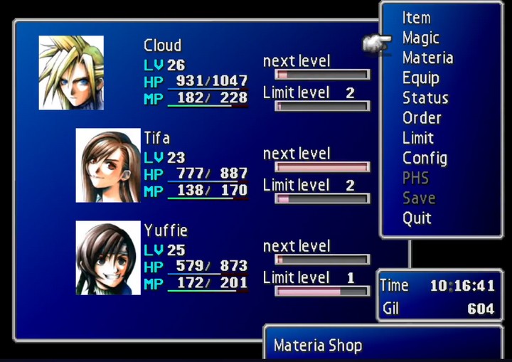Final Fantasy VII PlayStation gameplay in the television room