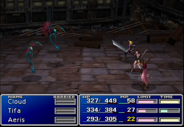 Final Fantasy VII PlayStation gameplay showing the bridge puzzle room