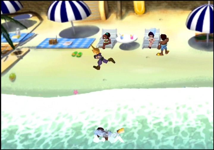 Final Fantasy VII PlayStation gameplay showing the split world