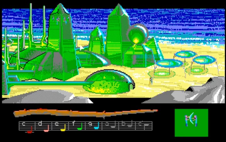 Guybrush talks with the ghost pirates aboard LeChuck's ship