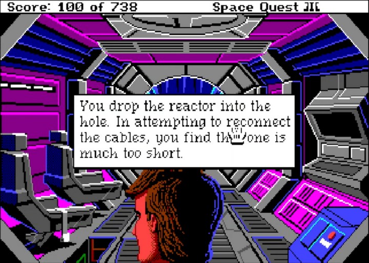 Space Quest III Amiga gameplay showing the beanstalk
